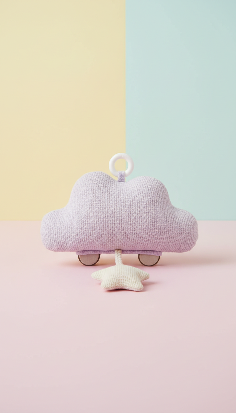 Lavender cream musical pull toy