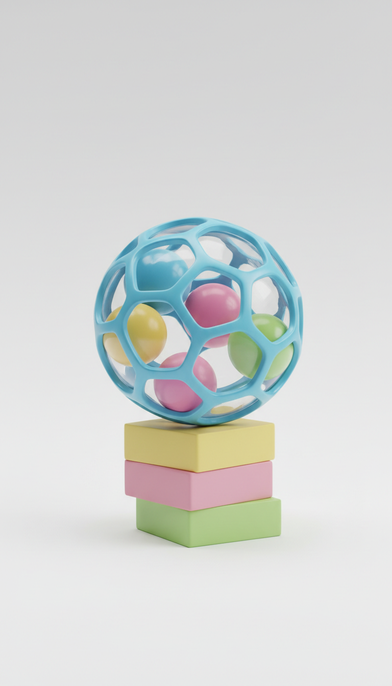 Baby blue musical rattle ball