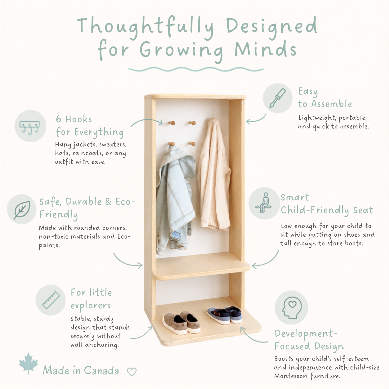 MANGO - Montessori Cubby Coat Rack